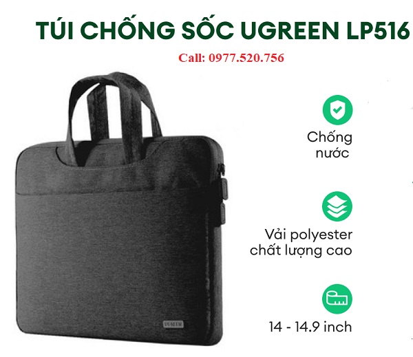 Túi chống sốc Laptop UGREEN 90626 14inch-14.9inch - Chống nước Vải polyester